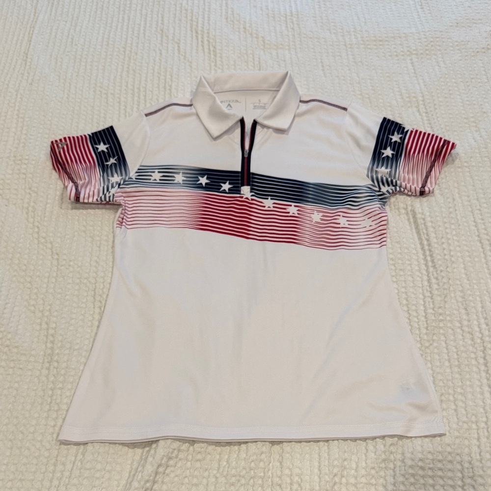 Antigua Women's Golf Polo with Red and Blue Stripes